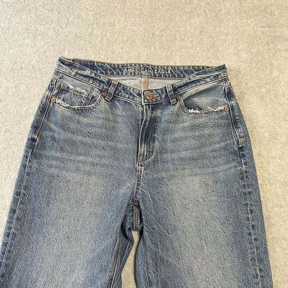 ‼️American Eagle Womens Jeans Size 8 Mom Jeans Hi Rise Boho Relaxed Fit Med Wash - Picture 3 of 16